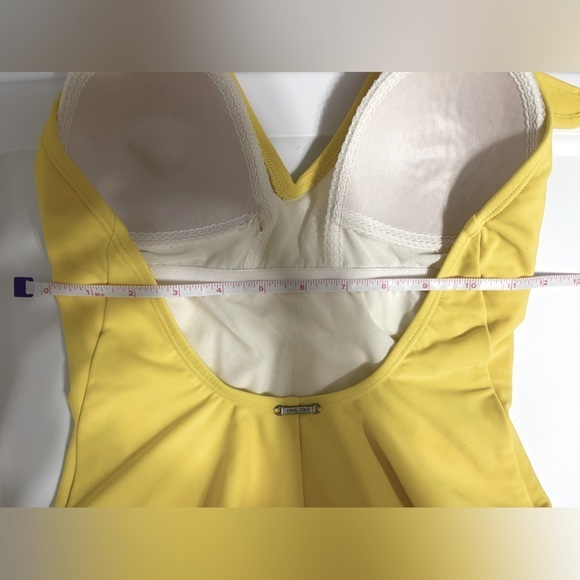 Anne Cole Pale Yellow Stretchy Halter Top One Piece Swimsuit - Picture 9 of 9